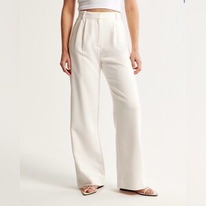 Abercrombie Cream Wide-Leg Tailored Pants